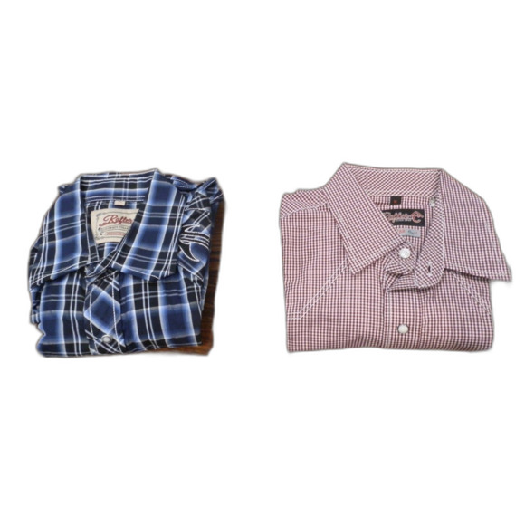 Rafter C Long Sleeve Button Down Western Shirts Men's Size Medium Set of 2 - Picture 1 of 3